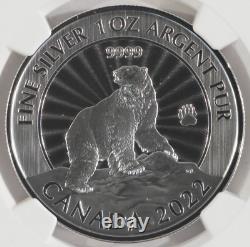 2022 Canada 1 oz. 9999 Fine Silver $5 Majestic Polar Bear NGC MS70 6570445-134