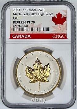 2022 Canada $20 Silver Maple Leaf NGC Reverse PF 70 Rose Gilt UHR Super Incuse