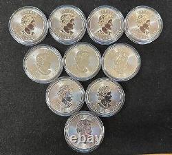 2022 Canada Maple Leaf OUR SOLAR SYSTEM Colorized 1 oz Silver Coins Set of 10