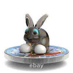 2022 Canadian Maple with Murano glass with Rabbit 1oz Silver Coin. 999
