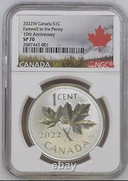 2022 W 1c Canada 1 Oz Silver Ngc Sp70 Farewell To The Penny Maple Leaf