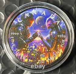 2023 1 oz. 999 Silver ASTRONAUTS Colorized Canada Maple Leaf Coin Box/COA Space