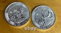 2023/24 Canada $10 2oz Silver Sabre-Tooth Tiger & Wolly Mammoth Coins Lot