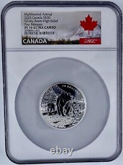 2023 Canada $30 Multifaceted Animal Grizzly Bears 2 Oz Coin NGC PF70UCAM HR 9999