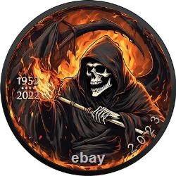 2023 Canada Maple Leaf Burning Grim Reaper Hell Edition 1 oz Silver Coin