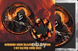 2023 Canada Maple Leaf Burning Grim Reaper Hell Edition 1 oz Silver Coin