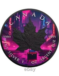 2023 Canada Maple Leaf Cyberpunk Dragon Coin Colorized 1 oz Silver Capsule/COA