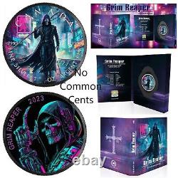 2023 Canada Maple Leaf Grim Reaper Cyberpunk Coin 1 oz Colorized Silver Box/COA