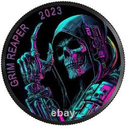 2023 Canada Maple Leaf Grim Reaper Cyberpunk Coin 1 oz Colorized Silver Box/COA