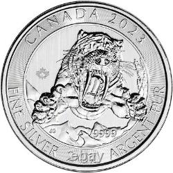 2023 Canada Silver Ice Age Smilodon Sabre Tooth Tiger 2 oz $10 14 Coin Mint Tube