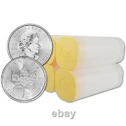2023 Canada Silver Maple Leaf 1 oz $5 4 Rolls 100 Coins in 4 Mint Tubes