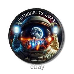 2023 Canadian Maple Astronauts. 9999 1oz Silver Colorized Coin