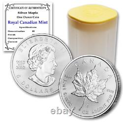 2023 Lot of (10) 1 Oz Canadian Maple Leaf Silver Bullion Coins Brilliant Uncircu