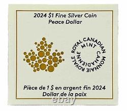 2024 $1 Canada Proof Peace Silver Dollar 1oz Ultra High Relief Gold Gilt Ogp/coa