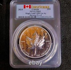 2024 Canada 5 oz. UHR Silver Maple Leaf PCGS PR69 FS. Heart of the Forest