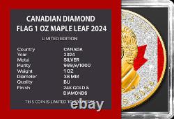 2024 Canada Maple Leaf Diamond Flag Edition 1 oz Silver Coin