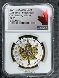 2024 Canada Super Incuse $20 Maple Leaf 1 oz. 9999 Silver NGC PF70 PF 70 FDOI