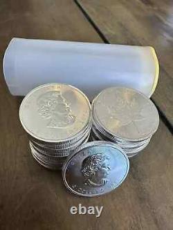 (25) Roll 2014 1 OZ. CANADIAN MAPLE LEAF COINS. 9999 Fine Silver