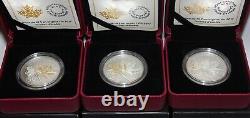 3 2017 Royal Canadian Mint $10 Fine Silver Coins Maple Leaves/Leaf Coin COA