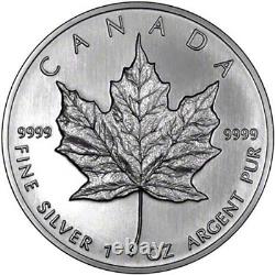 (5) 1992 Silver Canadian Maple Leaf (unc). 999 Fine Silver #200136