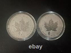 $5 2016 1oz. 999 Silver Maple Leaf Bigfoot Privy Reverse Proof, Set of 2 Coins