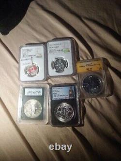 5 Graded Silver CoinsRare 2019 MS69 1st Releases Royal Arms & 4 More in Lot