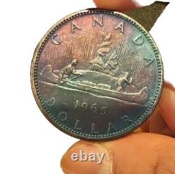 Beautifully Aged Toned Coin-1965 80% Silver Canadian Canada Silver Dollar