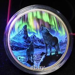 CANADA $30 2016 2 Oz Silver Northern Lights In The Moonlight Glow in the Dark