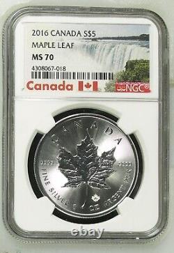 Canada 2016 $5 Pure Silver Maple Leaf Coin NGC MS70 Low Pop ONLY 90 In World BIN