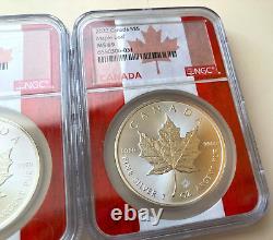 Lot of 3 1 oz. Canada Silver Maple Leaf (2020/2021/2022) NGC Flag Core
