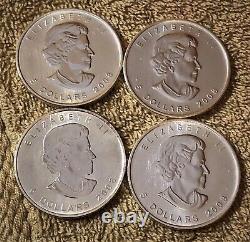 Lot of 4 2008 1 oz Canadian Silver Maple Leaf. 9999 Fine $35 Each Coin BU