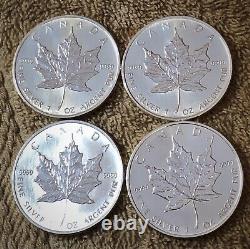 Lot of 4 2008 1 oz Canadian Silver Maple Leaf. 9999 Fine $35 Each Coin BU