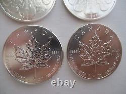 Lot of 4 2013 Fine Silver Coins 2 Maple leaf and 2 Philharmonic BU