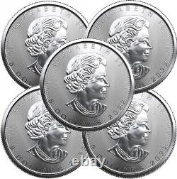 Lot of 5 2022 1 oz Canadian 9999 Silver Maple Leaf Coin BU In Stock