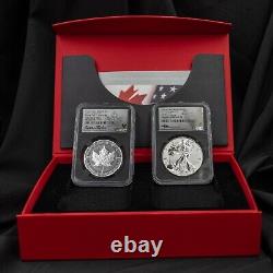 Pride Of Two Nations Silver Eagle And Canadian Maple Leaf 2 Coin Set