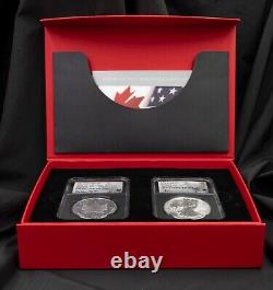 Pride Of Two Nations Silver Eagle And Canadian Maple Leaf 2 Coin Set