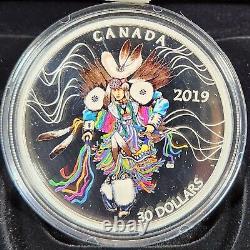 Proof Silver 2019 Canada $30 Fancy Dance 2 oz Colorized with Original Box & COA