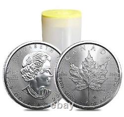 Roll of 25 2023 1 oz Canadian Silver Maple Leaf. 9999 Fine $5 Coin BU