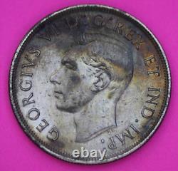 Toned 1946 Canada Silver Dollar Scarce Semi Key Date. 800 Fine Silver Coin 35