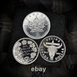 X3 Canada $1 1988 Maple Leaf, 1982 & 2001 SILVER Coins